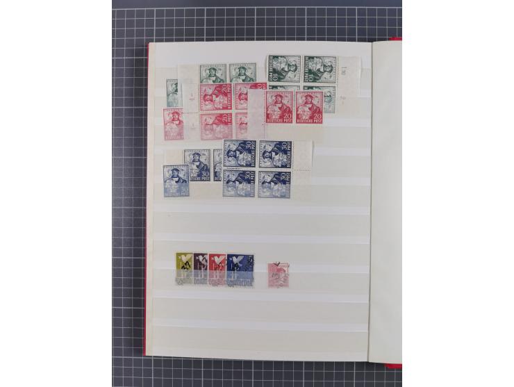 1945/48, Kontrollrat und Bizone, postfrische, ungebrauchte und gestempelte reichhaltige Partie in vier Steckbüchern, dabei me