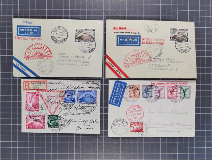 1912/38 (ca., interessante Partie, dabei über 100 Zeppelin-Belege, Karten mit 10 Pfg. und 20 Pfg. E.EL.P., Gute Zeppelin-Mark