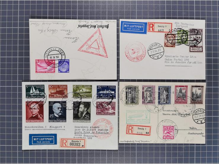 1912/38 (ca., interessante Partie, dabei über 100 Zeppelin-Belege, Karten mit 10 Pfg. und 20 Pfg. E.EL.P., Gute Zeppelin-Mark