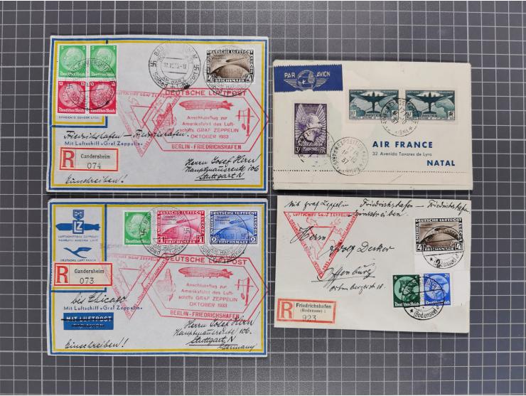 1912/38 (ca., interessante Partie, dabei über 100 Zeppelin-Belege, Karten mit 10 Pfg. und 20 Pfg. E.EL.P., Gute Zeppelin-Mark