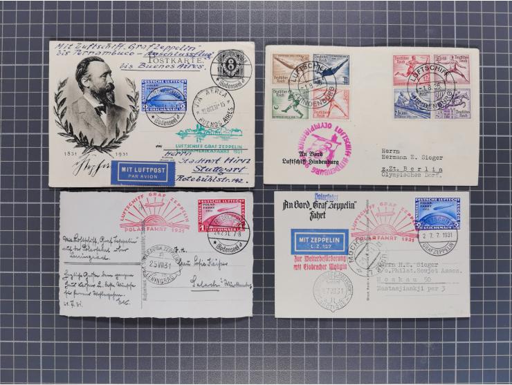 1912/38 (ca., interessante Partie, dabei über 100 Zeppelin-Belege, Karten mit 10 Pfg. und 20 Pfg. E.EL.P., Gute Zeppelin-Mark