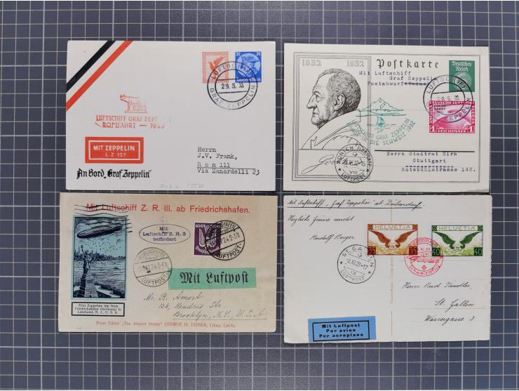 1912/38 (ca., interessante Partie, dabei über 100 Zeppelin-Belege, Karten mit 10 Pfg. und 20 Pfg. E.EL.P., Gute Zeppelin-Mark