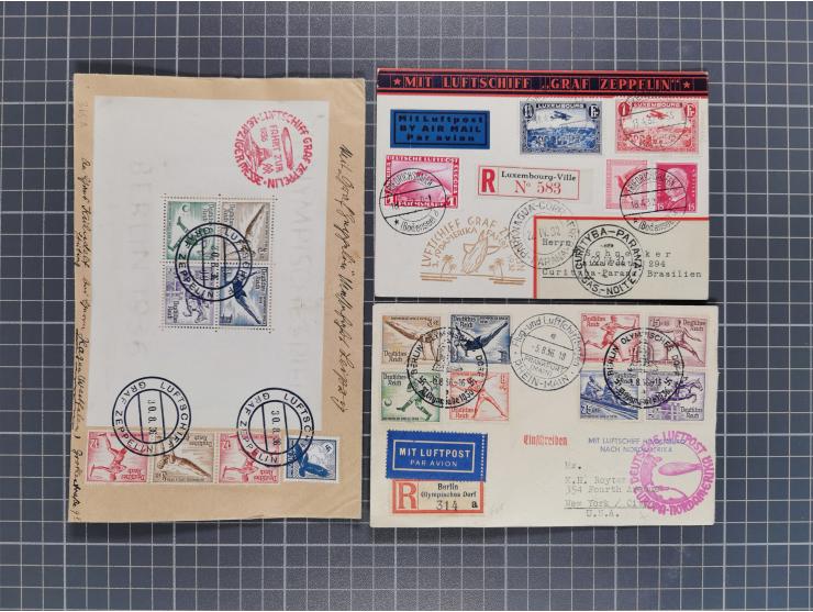 1912/38 (ca., interessante Partie, dabei über 100 Zeppelin-Belege, Karten mit 10 Pfg. und 20 Pfg. E.EL.P., Gute Zeppelin-Mark