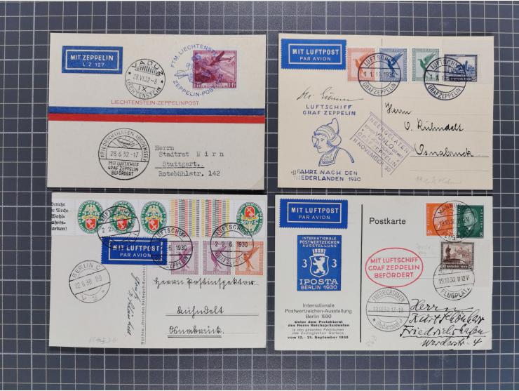 1912/38 (ca., interessante Partie, dabei über 100 Zeppelin-Belege, Karten mit 10 Pfg. und 20 Pfg. E.EL.P., Gute Zeppelin-Mark