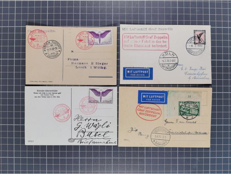 1912/38 (ca., interessante Partie, dabei über 100 Zeppelin-Belege, Karten mit 10 Pfg. und 20 Pfg. E.EL.P., Gute Zeppelin-Mark