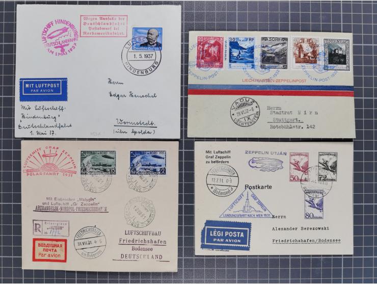 1912/38 (ca., interessante Partie, dabei über 100 Zeppelin-Belege, Karten mit 10 Pfg. und 20 Pfg. E.EL.P., Gute Zeppelin-Mark