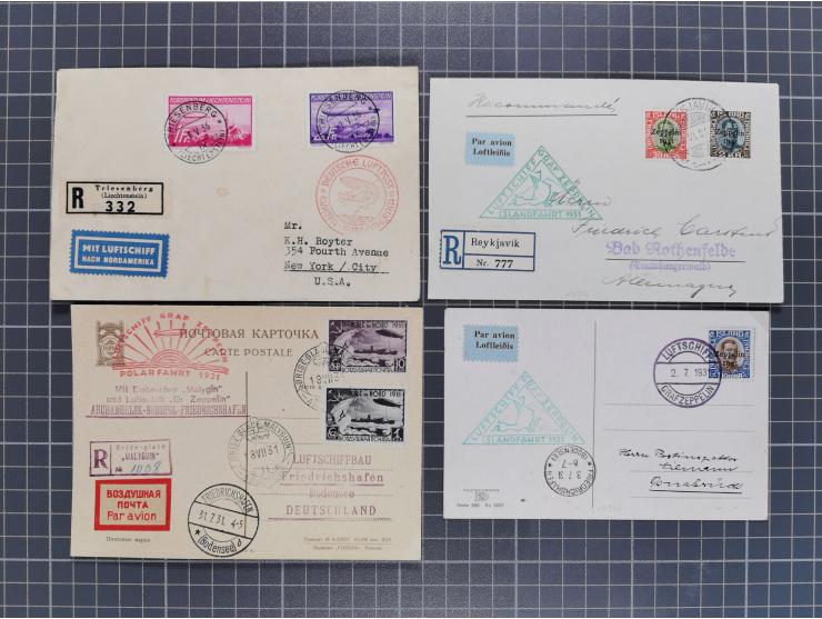 1912/38 (ca., interessante Partie, dabei über 100 Zeppelin-Belege, Karten mit 10 Pfg. und 20 Pfg. E.EL.P., Gute Zeppelin-Mark