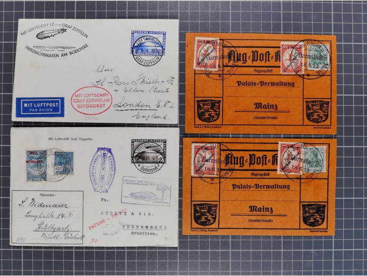 1912/38 (ca., interessante Partie, dabei über 100 Zeppelin-Belege, Karten mit 10 Pfg. und 20 Pfg. E.EL.P., Gute Zeppelin-Mark