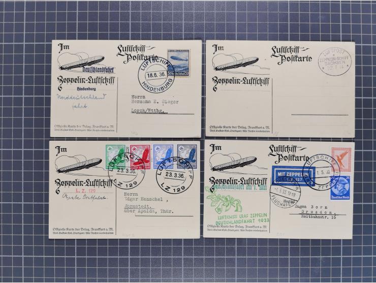 1912/38 (ca., interessante Partie, dabei über 100 Zeppelin-Belege, Karten mit 10 Pfg. und 20 Pfg. E.EL.P., Gute Zeppelin-Mark