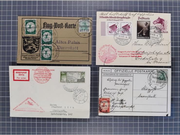 1912/38 (ca., interessante Partie, dabei über 100 Zeppelin-Belege, Karten mit 10 Pfg. und 20 Pfg. E.EL.P., Gute Zeppelin-Mark