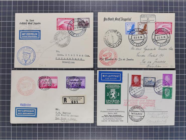 1912/38 (ca., interessante Partie, dabei über 100 Zeppelin-Belege, Karten mit 10 Pfg. und 20 Pfg. E.EL.P., Gute Zeppelin-Mark