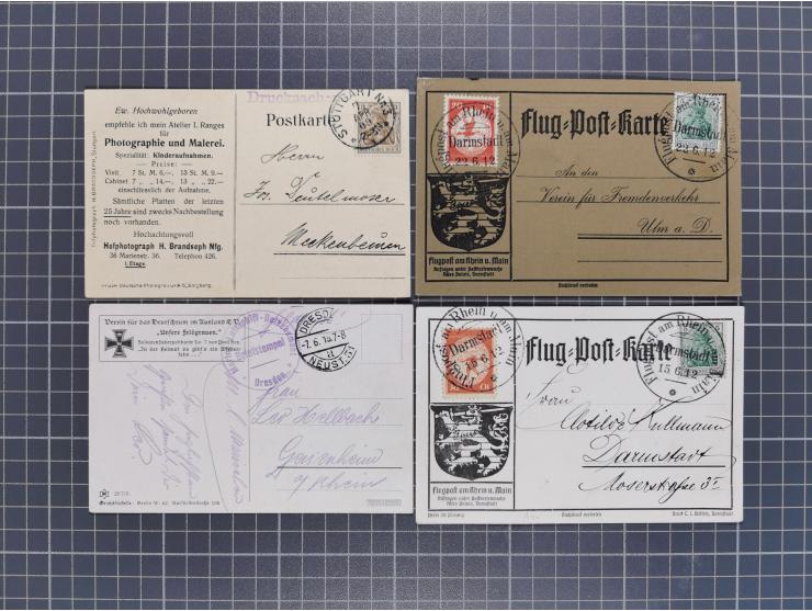 1912/38 (ca., interessante Partie, dabei über 100 Zeppelin-Belege, Karten mit 10 Pfg. und 20 Pfg. E.EL.P., Gute Zeppelin-Mark