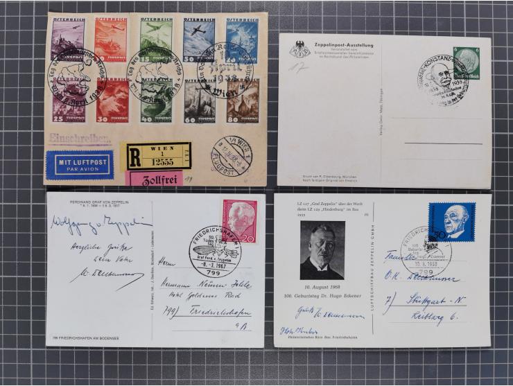 1912/38 (ca., interessante Partie, dabei über 100 Zeppelin-Belege, Karten mit 10 Pfg. und 20 Pfg. E.EL.P., Gute Zeppelin-Mark
