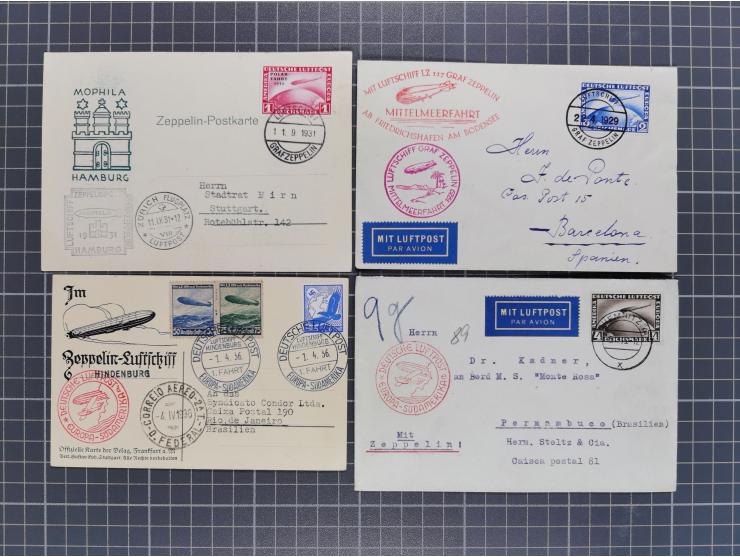 1912/38 (ca., interessante Partie, dabei über 100 Zeppelin-Belege, Karten mit 10 Pfg. und 20 Pfg. E.EL.P., Gute Zeppelin-Mark