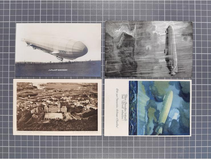 1912/38 (ca., interessante Partie, dabei über 100 Zeppelin-Belege, Karten mit 10 Pfg. und 20 Pfg. E.EL.P., Gute Zeppelin-Mark