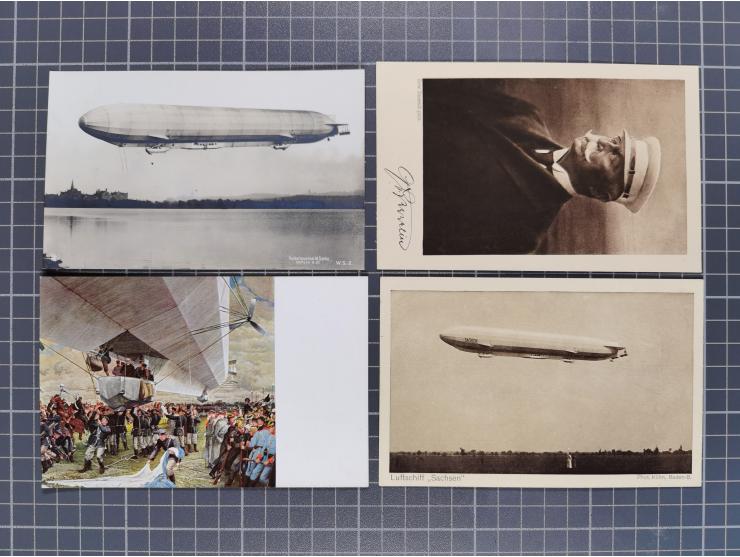 1912/38 (ca., interessante Partie, dabei über 100 Zeppelin-Belege, Karten mit 10 Pfg. und 20 Pfg. E.EL.P., Gute Zeppelin-Mark