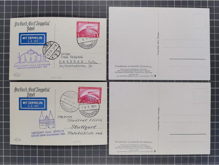 1912/38 (ca., interessante Partie, dabei über 100 Zeppelin-Belege, Karten mit 10 Pfg. und 20 Pfg. E.EL.P., Gute Zeppelin-Mark