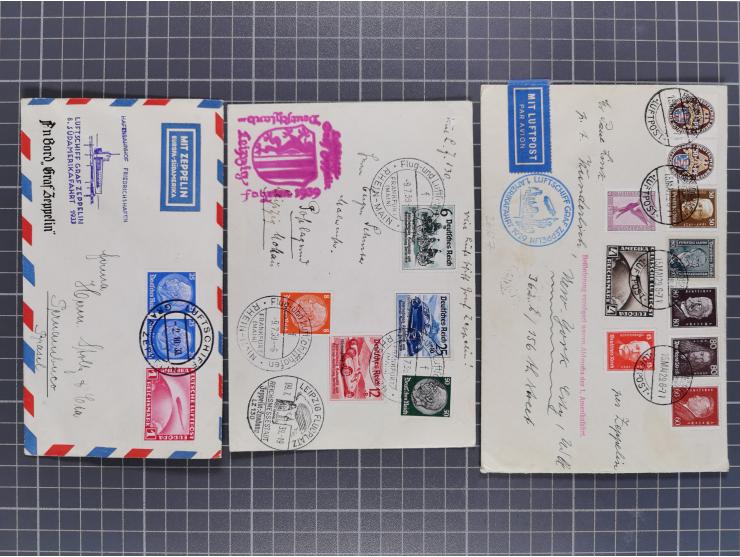 1912/38 (ca., interessante Partie, dabei über 100 Zeppelin-Belege, Karten mit 10 Pfg. und 20 Pfg. E.EL.P., Gute Zeppelin-Mark