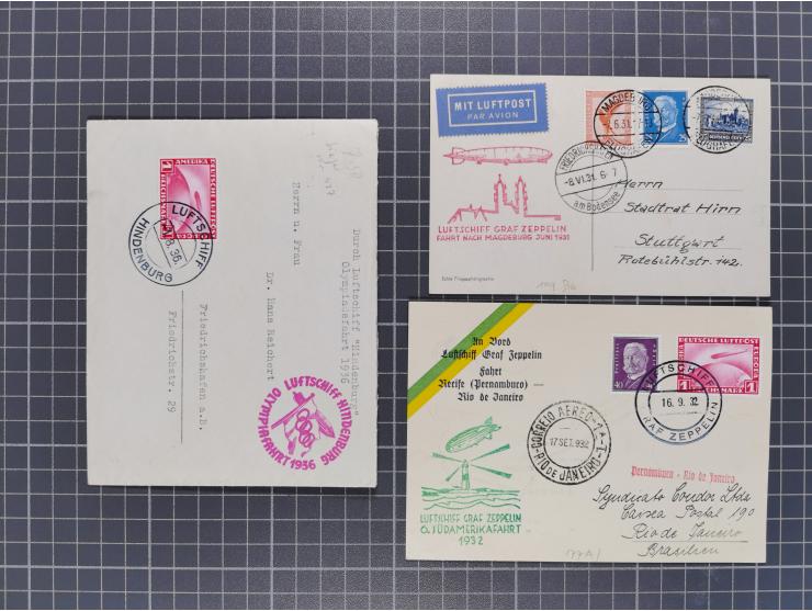 1912/38 (ca., interessante Partie, dabei über 100 Zeppelin-Belege, Karten mit 10 Pfg. und 20 Pfg. E.EL.P., Gute Zeppelin-Mark