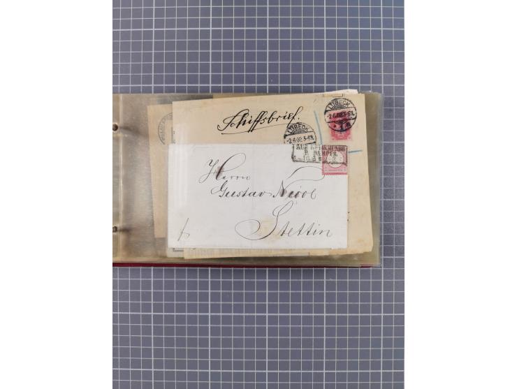 1872/1972, kleine Sammlung “Anlandestempel” inkl. Ausland mit 33 Briefen und Ganzsachen sowie einige lose Marken und Briefstü