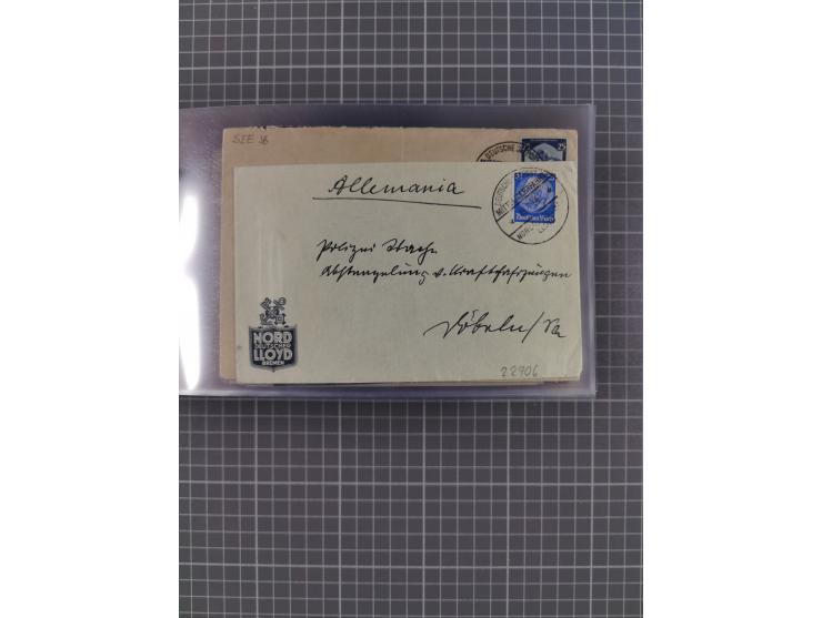 1927/39, interessante Sammlung “Norddeutscher Lloyd - Sonderreisen” mit ca. 100 Briefen, Karten und GSK, dabei Mittelmehrfahr