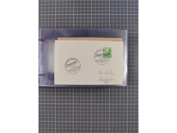 1927/39, interessante Sammlung “Norddeutscher Lloyd - Sonderreisen” mit ca. 100 Briefen, Karten und GSK, dabei Mittelmehrfahr