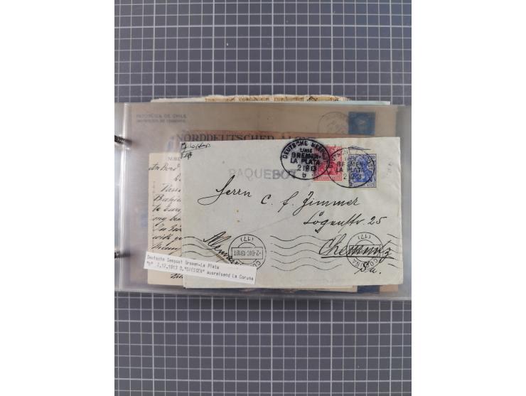 1897/1934, Sammlung “DSP LINIE BREMEN-LA PLATA” mit ca. 135 Briefen, Karten und GSK mit diversen Unterscheidungs-Buchstaben, 