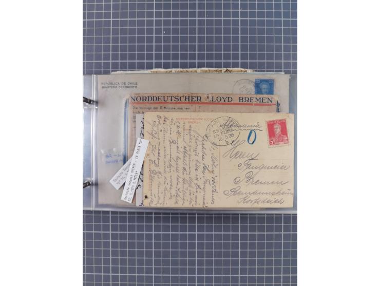 1897/1934, Sammlung “DSP LINIE BREMEN-LA PLATA” mit ca. 135 Briefen, Karten und GSK mit diversen Unterscheidungs-Buchstaben, 