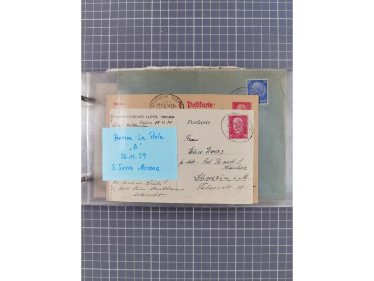 1897/1934, Sammlung “DSP LINIE BREMEN-LA PLATA” mit ca. 135 Briefen, Karten und GSK mit diversen Unterscheidungs-Buchstaben, 