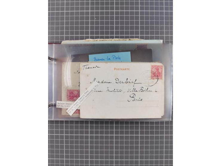 1897/1934, Sammlung “DSP LINIE BREMEN-LA PLATA” mit ca. 135 Briefen, Karten und GSK mit diversen Unterscheidungs-Buchstaben, 