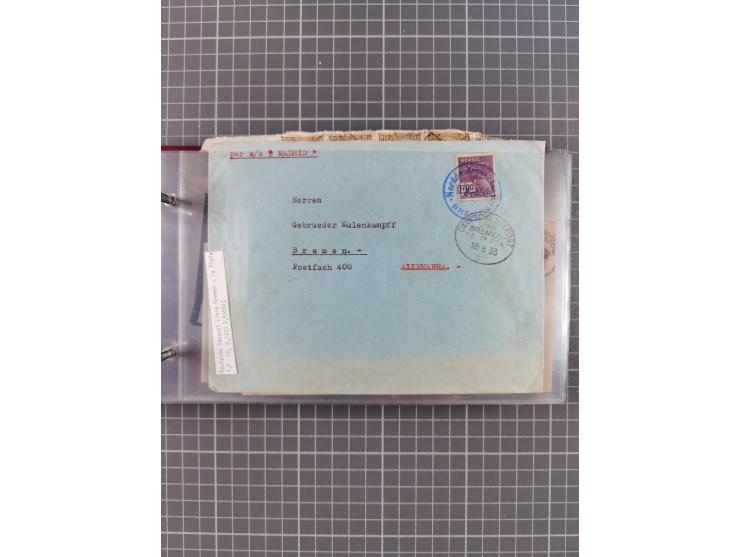 1897/1934, Sammlung “DSP LINIE BREMEN-LA PLATA” mit ca. 135 Briefen, Karten und GSK mit diversen Unterscheidungs-Buchstaben, 