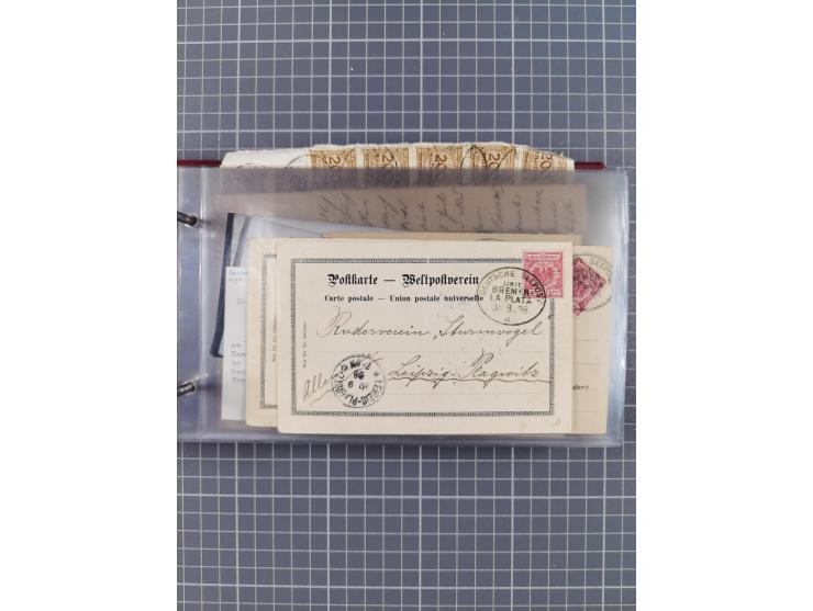 1897/1934, Sammlung “DSP LINIE BREMEN-LA PLATA” mit ca. 135 Briefen, Karten und GSK mit diversen Unterscheidungs-Buchstaben, 
