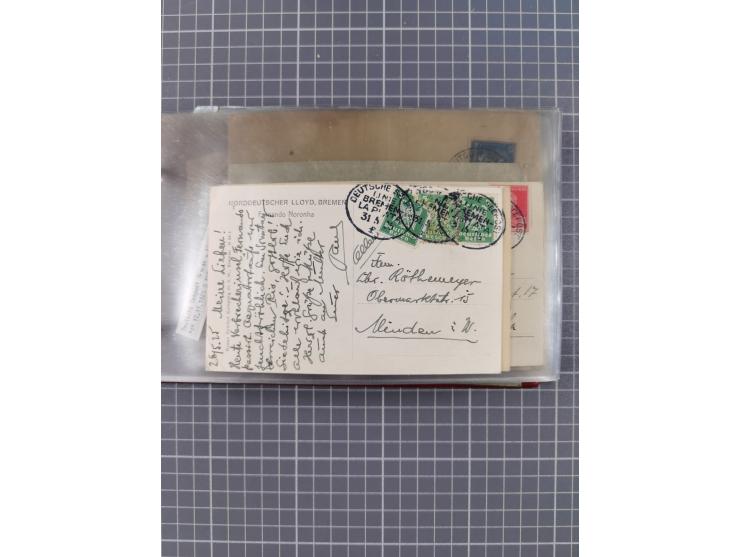 1897/1934, Sammlung “DSP LINIE BREMEN-LA PLATA” mit ca. 135 Briefen, Karten und GSK mit diversen Unterscheidungs-Buchstaben, 