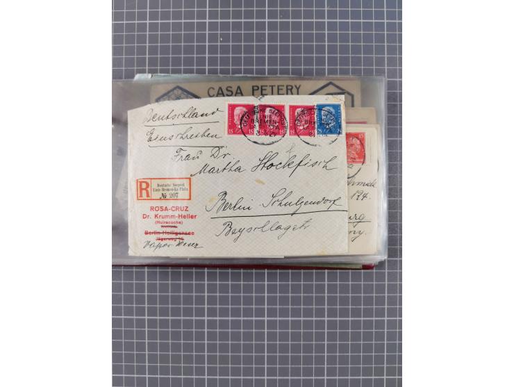 1897/1934, Sammlung “DSP LINIE BREMEN-LA PLATA” mit ca. 135 Briefen, Karten und GSK mit diversen Unterscheidungs-Buchstaben, 