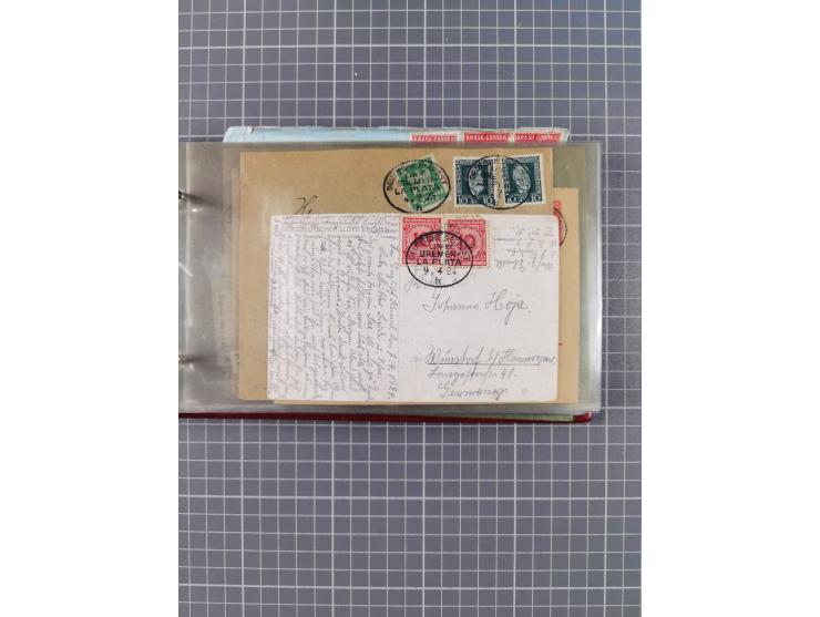 1897/1934, Sammlung “DSP LINIE BREMEN-LA PLATA” mit ca. 135 Briefen, Karten und GSK mit diversen Unterscheidungs-Buchstaben, 