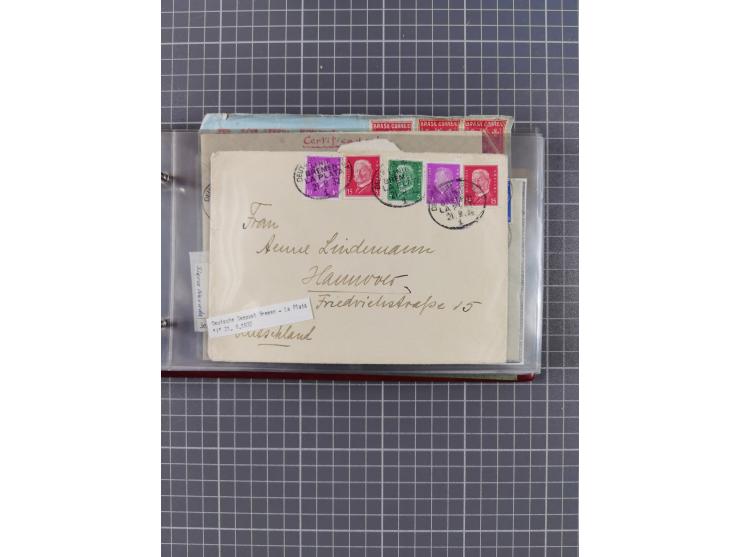 1897/1934, Sammlung “DSP LINIE BREMEN-LA PLATA” mit ca. 135 Briefen, Karten und GSK mit diversen Unterscheidungs-Buchstaben, 