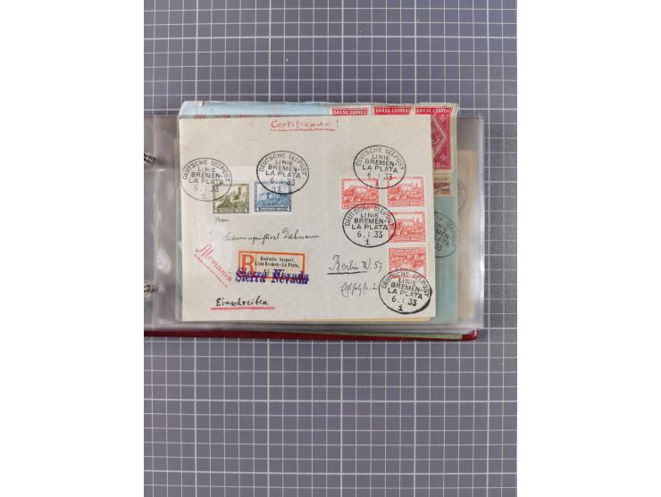 1897/1934, Sammlung “DSP LINIE BREMEN-LA PLATA” mit ca. 135 Briefen, Karten und GSK mit diversen Unterscheidungs-Buchstaben, 