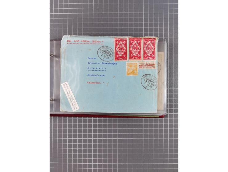 1897/1934, Sammlung “DSP LINIE BREMEN-LA PLATA” mit ca. 135 Briefen, Karten und GSK mit diversen Unterscheidungs-Buchstaben, 