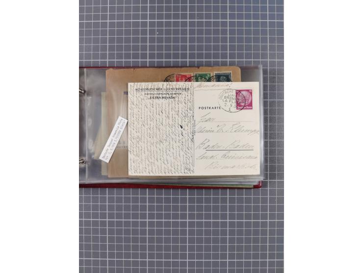 1897/1934, Sammlung “DSP LINIE BREMEN-LA PLATA” mit ca. 135 Briefen, Karten und GSK mit diversen Unterscheidungs-Buchstaben, 