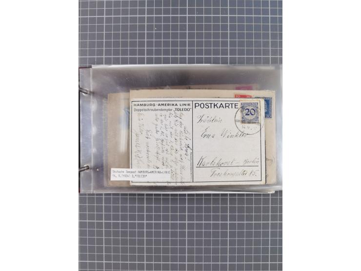 1923/35, Sammlung “DSP HAMBURG-AMERIKA-LINIE” (Segment-Stempel) mit ca. 35 Briefen, Karten und GSK, dabei drei Belege aus der