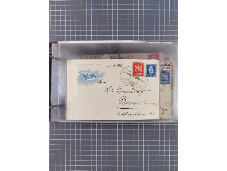 1923/35, Sammlung “DSP HAMBURG-AMERIKA-LINIE” (Segment-Stempel) mit ca. 35 Briefen, Karten und GSK, dabei drei Belege aus der