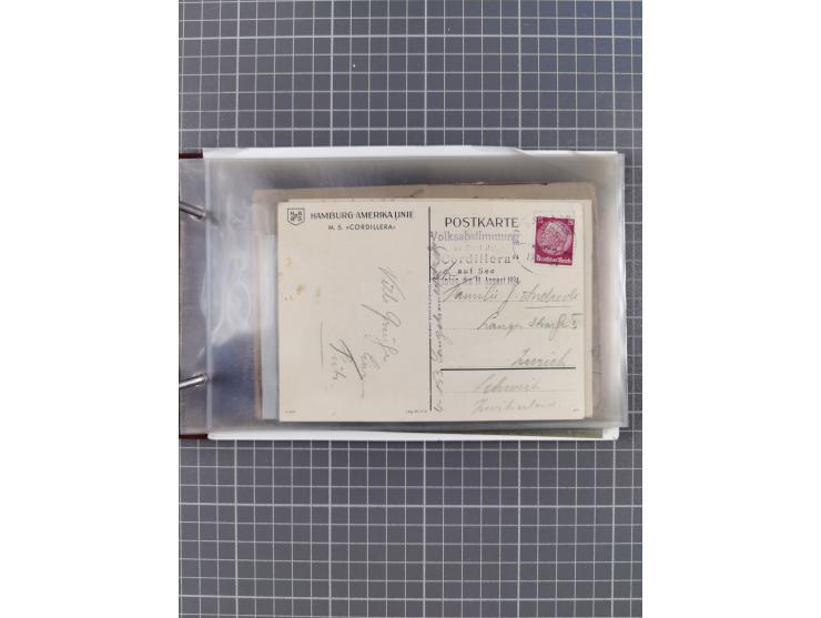 1923/35, Sammlung “DSP HAMBURG-AMERIKA-LINIE” (Segment-Stempel) mit ca. 35 Briefen, Karten und GSK, dabei drei Belege aus der