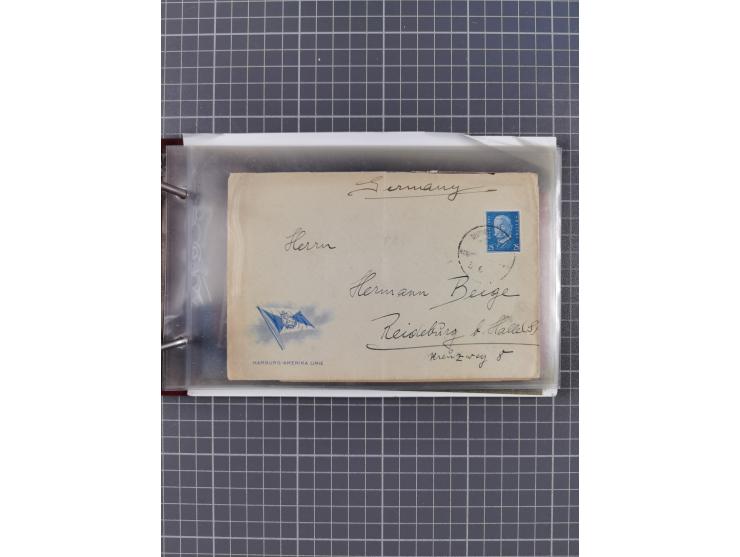 1923/35, Sammlung “DSP HAMBURG-AMERIKA-LINIE” (Segment-Stempel) mit ca. 35 Briefen, Karten und GSK, dabei drei Belege aus der