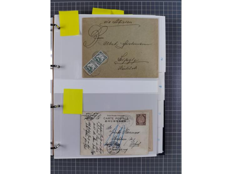 China und Kiautschou, interessante Sammlung “DSP SHANGHAI-TIENTSIN” mit 19 Briefen, Karten und GSK, meist aus dem Bedarf, dab