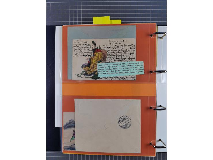 China und Kiautschou, interessante Sammlung “DSP SHANGHAI-TIENTSIN” mit 19 Briefen, Karten und GSK, meist aus dem Bedarf, dab