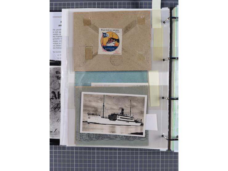 1923/35, kleine Sammlung “DSP mit Bezug zu Stettin mit Briefen, Karten und GSK, meist Sammlerpost mit u.a. violettem Stempel 