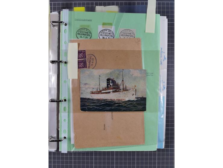 1923/35, kleine Sammlung “DSP mit Bezug zu Stettin mit Briefen, Karten und GSK, meist Sammlerpost mit u.a. violettem Stempel 