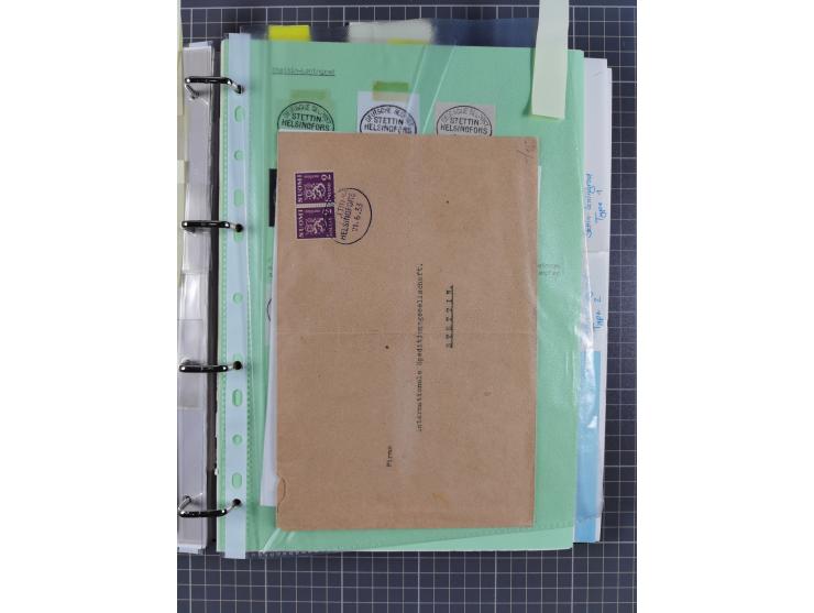 1923/35, kleine Sammlung “DSP mit Bezug zu Stettin mit Briefen, Karten und GSK, meist Sammlerpost mit u.a. violettem Stempel 