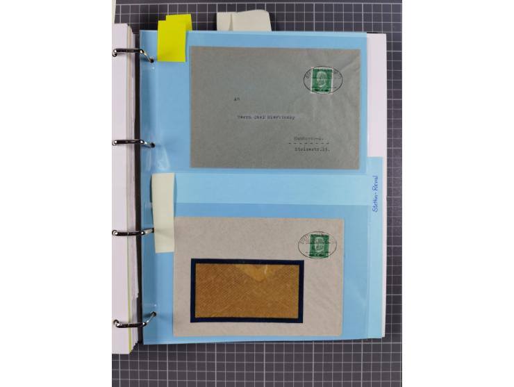 1923/35, kleine Sammlung “DSP mit Bezug zu Stettin mit Briefen, Karten und GSK, meist Sammlerpost mit u.a. violettem Stempel 