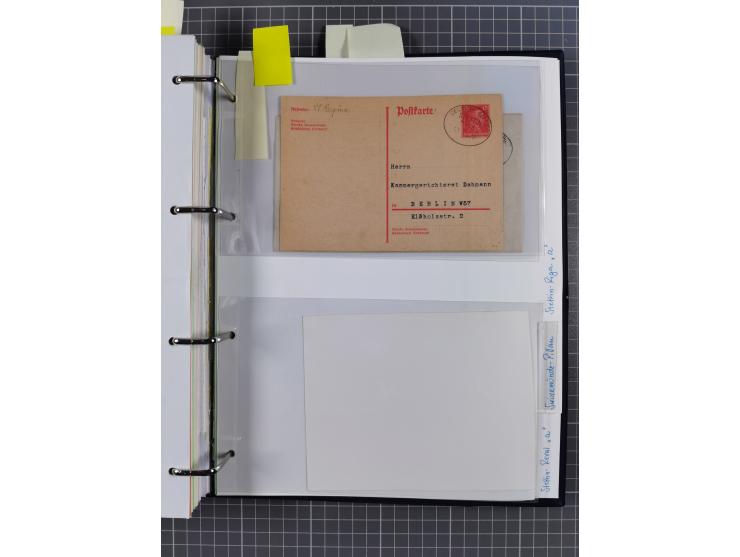 1923/35, kleine Sammlung “DSP mit Bezug zu Stettin mit Briefen, Karten und GSK, meist Sammlerpost mit u.a. violettem Stempel 